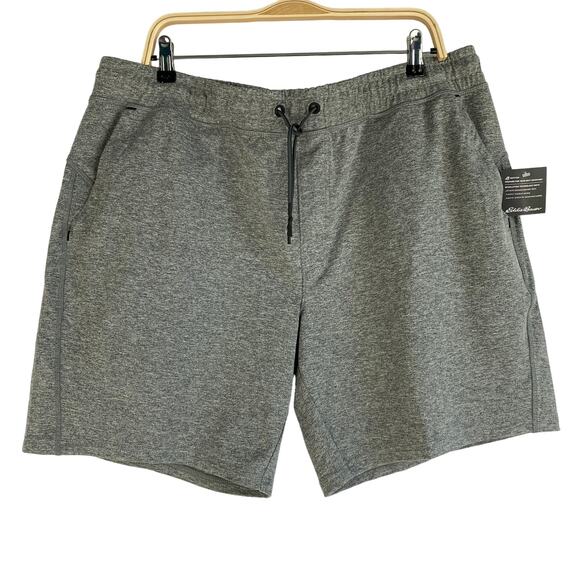 Eddie Bauer Motion Sweat Shorts Men XL Gray Knit Activewear Stretch Pull On NWT - Picture 1 of 10